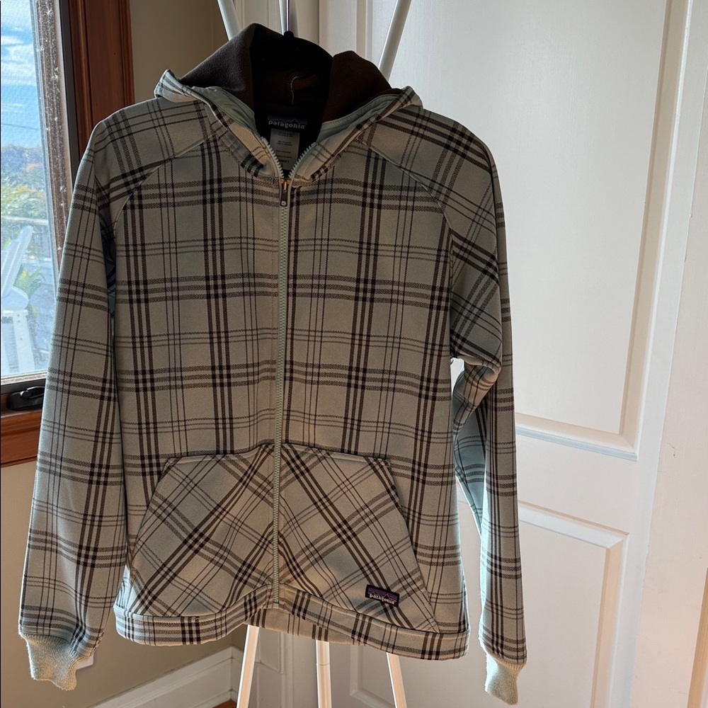 Patagonia Plaid Jacket with Hood - Gray and Brown